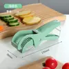 Rebanadora de Verduras de Mano, Grado Alimenticio PP + Cuchillas de Acero Inoxidable, Resorte Incorporado de Rebote Automático, Mango Ondulado Antideslizante, Disponible en Colores Naranja y Verde