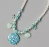 Collar Infantil de Sirena de Dibujos Animados, Perla, Concha, Gota de Aceite, Estrella de Mar, Cadena para Suéter de Bebé Princesa, Collar para Niñas, Joyería
