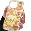 Capa de Torradeira com Desenho de Linha de Camada Única Adequada para iPhone 16 Pro Max, Novos Modelos Fofos para iPhone 15, 14 Pro e 13