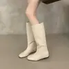 Botas altas de estilo coreano retro para mujer, con plataforma interior, pierna ancha y caña alta, colección 2026 nueva, adelgazantes, de suela plana