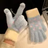 Luvas de Tricô Adulto de Inverno Plus Veludo Estudante Tela Sensível ao Toque Ciclismo Proteção Frio Quente Pelúcia Pele de Raposa Luvas Dopamina