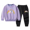 Suéter de algodón para niñas con unicornio conjunto de otoño 2022 Primavera y Otoño nuevo para niña pequeña estilo coreano deportivo dos piezas