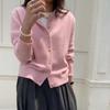 Nuevo Punto de Cachemir de Principios de Otoño para Mujer Cuello Redondo Color Sólido Moda Casual Estilo Coreano Suave y Sedoso Punto de Lana Ropa de Punto Chaqueta