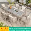 Mesas y Sillas de Exterior Nórdicas Mojia, Mesa y Sillas de Té Trendy de Lujo Ligero para Jardín de Villa, Sillas de Ratán, Mesas y Sillas de Patio de Ocio