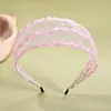 Famoso da Internet Carlo Headband Retrô Coreano com Borda Larga de Renda Acessório com Strass Headband Doce Preto