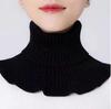 Pulôver feminino de outono e inverno, manga quente para pescoço, proteção para vértebra cervical, gola falsa decorativa, gola alta de malha, gola de lã