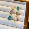 Pendientes Asimétricos de Piedras Preciosas de Colores, Agujas de Plata, Pendientes Medievales de Colores Contrastantes, Diseño de Nicho, Pendientes de Borlas Únicos de Alta Gama