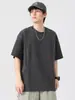 Ru Meng Nueva Camiseta de Manga Corta para Hombre Verano Seda de Hielo Delgada Fresca Holgada Deportiva Retro Japonesa Cuello Redondo Camiseta Básica T