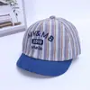 Gorra de Bebé de Moda con Visera Corta, Bonita Gorra de Béisbol Rayada con Cara Sonriente para Niños, Gorra Suave con Protección Solar