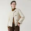 Abrigo de lana reversible para mujer, nuevo modelo corto de estilo chino para figuras petite, cuello redondo, casual y versátil, nuevo abrigo pequeño de lana para otoño e invierno