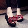 Pantuflas Brillantes de Suela Gruesa de 6 cm Chanclas de Playa para Mujer Moda de Verano para Exterior Sandalias Lindas con Lazo