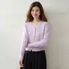 Cárdigan de Cachemir Tejido con Flecos para Mujer, Cuello en V, Manga Larga, Versátil, Simple Francés, Estilo Coco Chanel, Abrigo con Botones