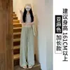 Pantalones de pierna ancha de algodón lino seda de hielo azul marino para mujer, nuevo estilo verano 2026, holgados casuales, protección solar, secado rápido, pierna recta, de lino