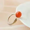 Nafuge joyería de plata al por mayor anillo de plata de ley 925 con incrustaciones de ágata roja del sur natural anillo de plata abierto retro para mujer