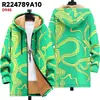 Nueva Chaqueta Transfronteriza con Elementos de Patrón Multicolor, Cárdigan con Capucha y Cremallera 85, Abrigo Grueso de Algodón Polar para Invierno con Forro Amarillo