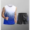 Conjunto Esportivo Masculino Secagem Rápida Seda Gelo Regata Shorts Corrida Verão Treino Fitness Roupa de Bola Comércio Exterior Transfronteiriço Atacado