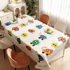 Toalha de Mesa Desenho Animado, Sem Lavagem, Impermeável, À Prova de Óleo, Resistente ao Calor, Estilo Dopamina Creme, Toalha de Mesa Retangular, Protetor de Mesa, Chá