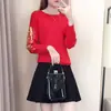 Suéter de Punto para Mujer Tallas Grandes Manga Larga Base de Punto Conjunto de Dos Piezas Vestido Otoño/Invierno 2026 Venta al por Mayor Moderno y Elegante