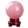 Fornecimento de fábrica bola de cristal em pó de pedra original bola de cristal em pó de Madagascar polida artesanato em pedra hibisco ornamentos de presente