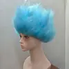 Peluca de pelo azul claro esponjosa retardante de llama para Halloween, fiesta de cosplay, Cos, Anime, Show, Accesorios