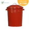 Cubo de basura rojo de 12L, Hierro galvanizado con tapa, Cubo de almacenamiento de basura para patio exterior, Cubo de basura de hierro con doble asa
