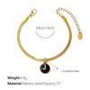 Moda Europea y Americana Colorido Colgante Redondo con 26 Letras Inglesas, Pulsera de Cadena Hueso de Serpiente Plana, Joyería de Nicho Chapada en Oro de 18 Quilates