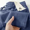 Pantalones Casuales de Lino de Moda de Verano para Hombre Estilo Chino para Hombres Jóvenes, Pantalones Rectos Sueltos Casuales Delgados de Algodón y Lino