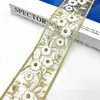 Acessórios de bordado de renda retrô em malha atacado bordado com fio dourado cortina acessórios de vestuário 5,5 CM de largura