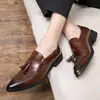 Zapatos de Cuero Formales de Negocios Casuales para Hombre Talla Grande, Mocasines sin Cordones para Peluqueros Jóvenes con Borlas