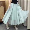 Falda de malla para mujer, falda morada para danza cuadrada, falda de gran vuelo de 720 grados, grupo de baile, cintura alta, ajustada, línea A, longitud para foto