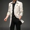 Casaco Trench Coat Masculino Outono/Inverno Plus Size M-8XL Transfronteiriço, Comprimento Médio, Gola de Terno, Estilo Britânico, Acolchoado e Espessado