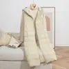 Estilo Nuevo Otoño e Invierno 2025 Chaleco Largo Ligero Blanco de Plumas de Pato Hasta la Rodilla Patrón Ondulado Chaleco de Plumas Chaqueta Talla Grande