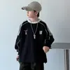 Roupas infantis para meninos, moletom de outono 2026 novo estilo outono-primavera, blusas de outono estilosas para meninos mais velhos