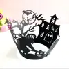 Halloween Hollow Preto Papel Cupcake Envolvente Teia de Aranha Castelo Abóbora Bruxa Fantasma Ponto Atacado
