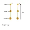 Brincos longos IVIAPRO com borla de bola redonda em aço titânio cor de ouro 18K, que não desbota, vintage, exclusivos, de alta qualidade, com acessório de aparência elegante
