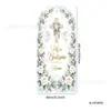 AliExpress Nuevo Flor Blanca Hoja Verde Arco Cruzado Tela Colgante Mi Bautizo Arco de Bautizo de Bebé Fondo