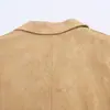 Atacado Transfronteiriço Outono 2025 Novo Roupa Europeia e Americana Moda de Rua Lapela Veludo Couro Sintético de Veado Casaco Longo Jaqueta