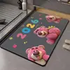 Alfombrilla de suelo de barro de diatomeas con diseño de oso fresa de dibujos animados, alfombrilla absorbente para baño, alfombrilla de secado rápido para pies, alfombrilla antideslizante para ducha, puerta de baño