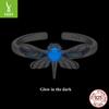 Tono Plata Rima s925 Plata de Ley Fantasía Gradiente Mariposa Libélula Piedra Luminosa Traje de Joyería Diseño de Nicho Femenino Lujo Ligero