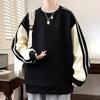 Suéter con costuras de color en contraste de la NASA para hombre, camiseta de manga larga con cuello redondo para primavera y otoño, camiseta deportiva de manga larga con hombros descubiertos para adolescentes a la moda.