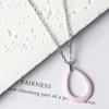 Pingente de Aço Inoxidável em Forma de Gota Zircônia Cerâmica Espacial Aço Titânio Colar Feminino Corrente de Clavícula Ajustável