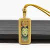 Aleación 3X1 Mini Colgante Thangka Pintado a Mano Dios de la Fortuna Dorado Zakiram Colgante Thangka Collar Venta al por Mayor