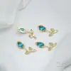 Accesorios para Collares al por Mayor Chapado en Oro Claro de 14K Zirconio Azul Mariposa Tulipán Flor de Rosa Colgante Colgante de Collar para Joyería DIY