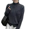 Cárdigan de punto liso de cuello alto para mujer 2026 Otoño/Invierno Nuevo estilo de alta gama, suave, agradable a la piel, chaqueta de punto, top