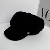 Boina de Camurça de Alta Qualidade Estilo Coreano para Mulheres, Chapéu de Artista Vintage Versátil Elegante para Circunferência Craniana Grande Emagrecimento Facial