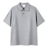 Verão 40 fio duplo 240G homens lapela cor sólida POLO camisa tendência Hong Kong vento cair ombro solto manga curta logotipo impressão