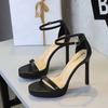 7251 Sandálias de Salto Alto Sexy com Uma Alça Estilo Europeu e Americano para Mulheres, Saltos Finos, Saltos Super Altos, Sandálias Fashion e Elegantes de Bico Aberto, Versáteis