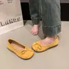 Zapatos Planos de Boca Baja Lazo Terciopelo Escarchado Punta Redonda Escote Redondo Aroma Suave Suela Blanda Zapatos de Ballet Nuevo Estilo Otoño 2025