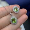 Anillo colgante de traje de olivino natural con incrustaciones de plata 925, joyería para novia femenina, regalo en vivo.