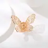 Grampo de borboleta tridimensional de liga estilo europeu e americano, grampo para a parte de trás da cabeça, borboleta oca, grampo de cabelo irregular, acessórios de cabelo de metal para mulheres